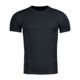 M-Tac Sweat-Wicking T-Shirt Athletic musta, lyhythihainen anatomisella istuvuudella, kosteutta siirtävä polyesteri urheiluun.