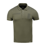 M-Tac Tactical Polo Shirt 65/35 oliivinvihreänä Velcro-paneeleilla merkeille, ihanteellinen poliisi- ja turvallisuushenkilöstön univormukäyttöön