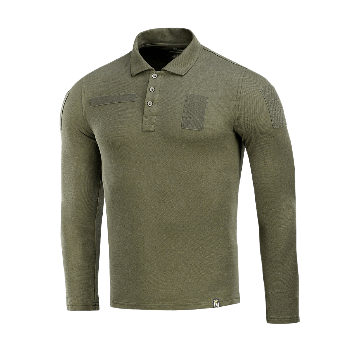 M-Tac Tactical Polo Shirt pitkähiha 65/35 vihreä, suunniteltu poliisille ja turvallisuushenkilöstölle, Velcro-panelit merkeille ja tunnisteille