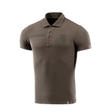 M-Tac Tactical Polo Shirt 65/35 ruskea Velcro-paneeleilla merkeille, ihanteellinen poliisi- ja turvallisuustyöhön, puuvilla/polyesteri