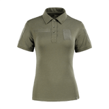 M-Tac Tactical Polo-Shirt 65/35 Lady oliivinvihreänä, naisellinen istuvuus, Velcro hihoissa ja rinnassa merkeille ja ID:lle.