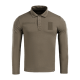 M-Tac Tactical Polo Shirt pitkähiha 65/35 oliivinvihreä, Velcro-panelit. Ihanteellinen poliisi- ja turvallisuustyöhön
