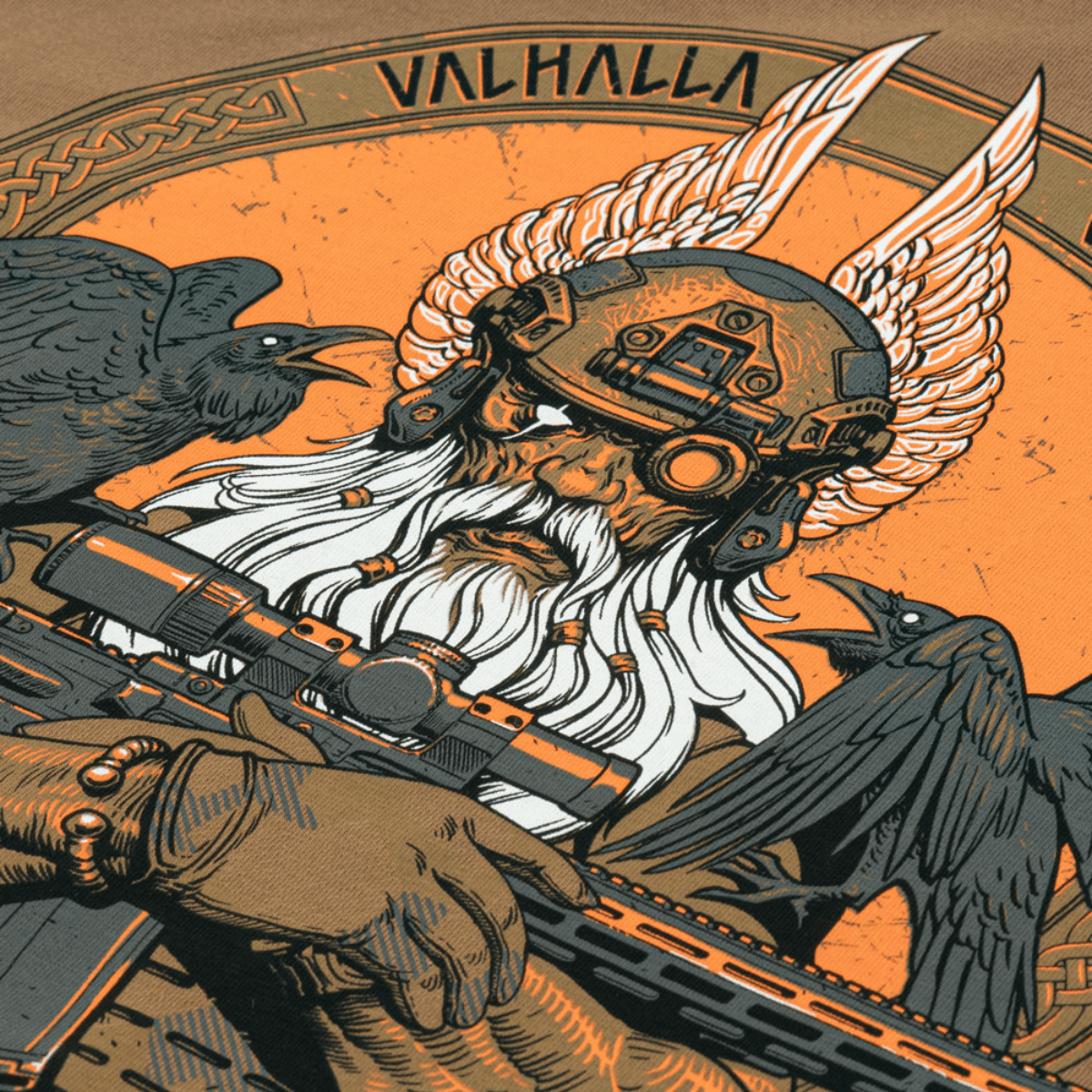 M-Tac T-Shirt Odin, jossa Odin-printti, korpit Hugin ja Munin ja Valhalla Calling -kuvio pohjoismaisesta mytologiasta.