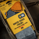 M-Tac Sokker Polar Merino 40% repussa, sopiva ulkoaktiviteetteihin, lämpöä ja mukavuutta merinovillasta, akryylistä, nylonista ja elastaanista.