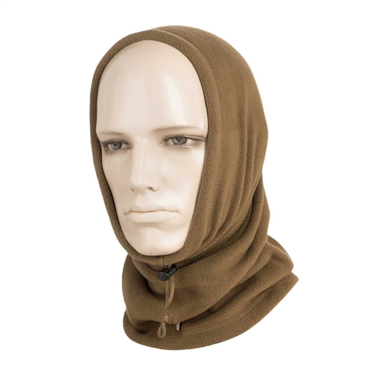 M-Tac Fleece Neck Gaiter med Snor ruskeana mannekiinilla. Sopii kylmään, säädettävä istuvuus, hypoallergeeninen.