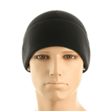 M-Tac Fleece Polartec Watch Cap musta, näytetty mannekiinilla, valmistettu kestävästä Polartec 200 -fleecestä kylmiin olosuhteisiin ja ulkoiluun.