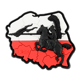 M-Tac Patch Husaria 3d PVC näyttää siivekkään husarin Puolan lipun edessä. Realistinen ulkonäkö, velcro-kiinnitys, 70 x 80 mm