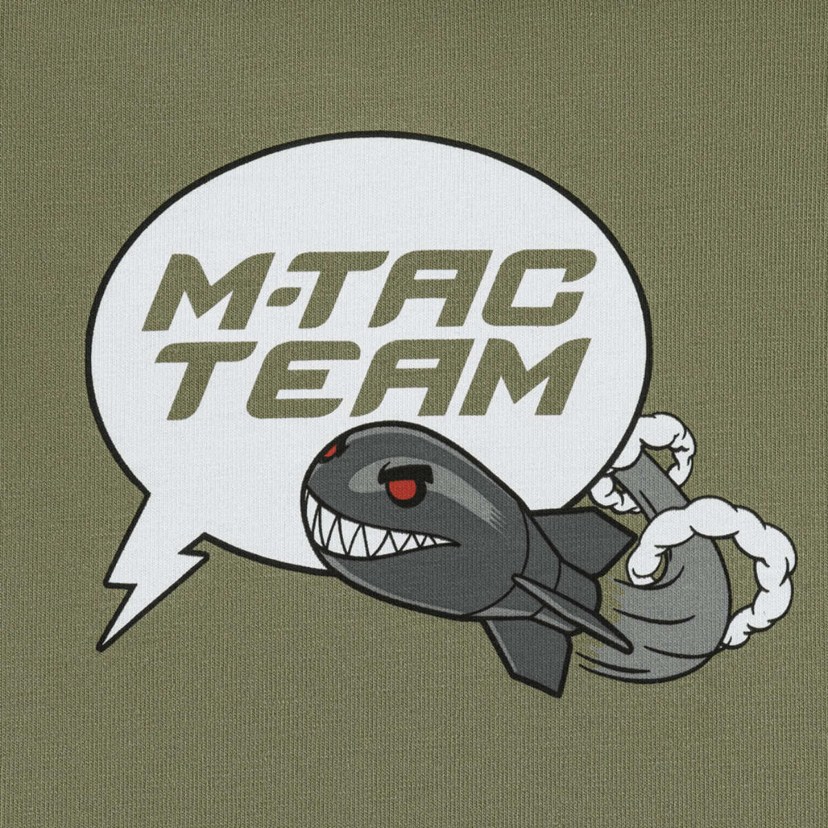 M-Tac T-paita Comics Drone Girl -design en aggressiivisella droniprintillä ja M-Tac Team -tekstikuplalla vihreällä taustalla.