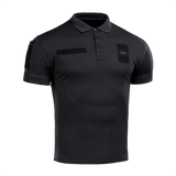 M-Tac Polo Elite Tactical Coolmax, musta, suunniteltu poliisin univormuun, kosteutta siirtävä ja nopeasti kuivuva, sopii aktiiviseen käyttöön.