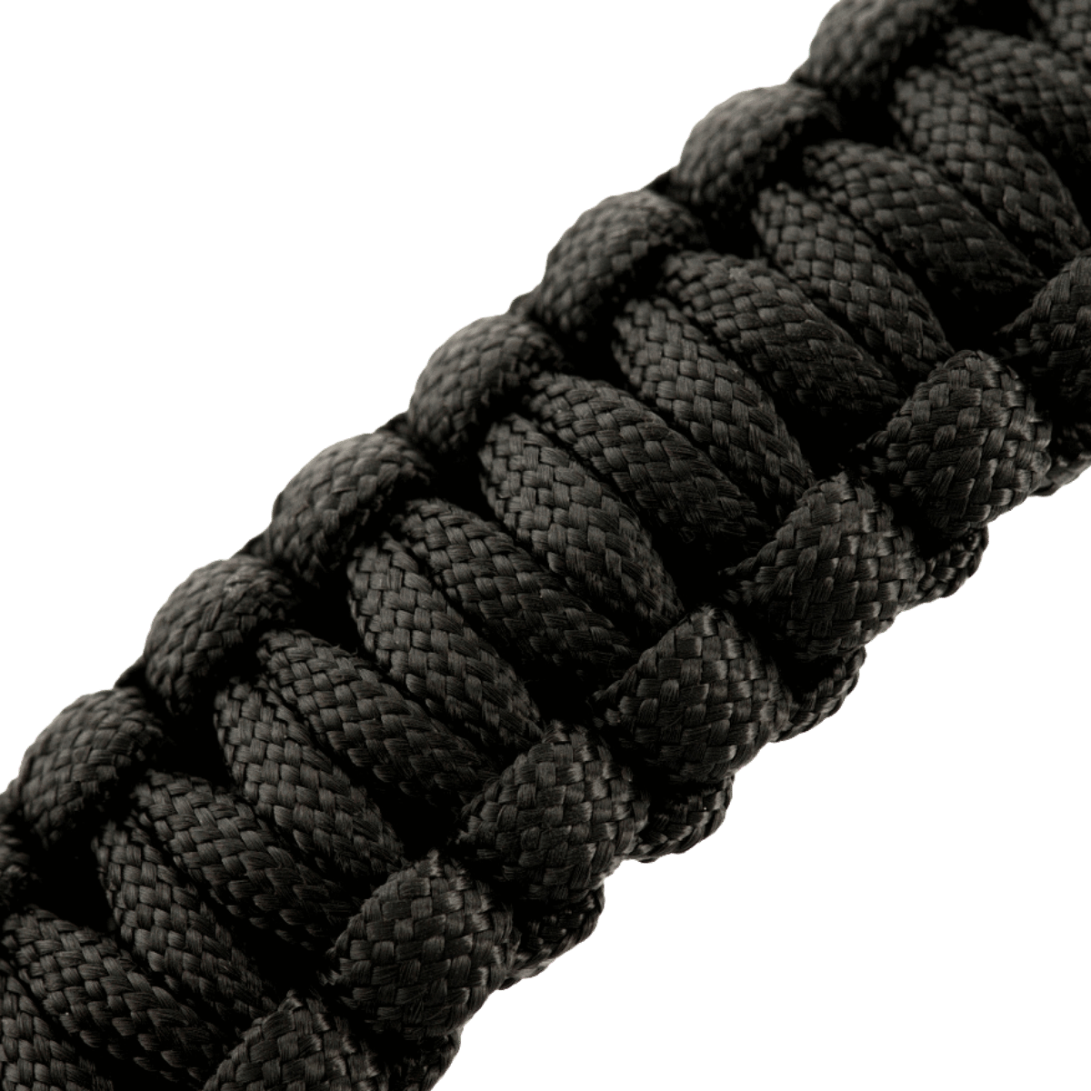 M-Tac Paracord-rannekoru sytyttimellä, kompassilla ja pillillä, musta tiiviisti kudottu malli selviytymiseen ja ulkoiluun.