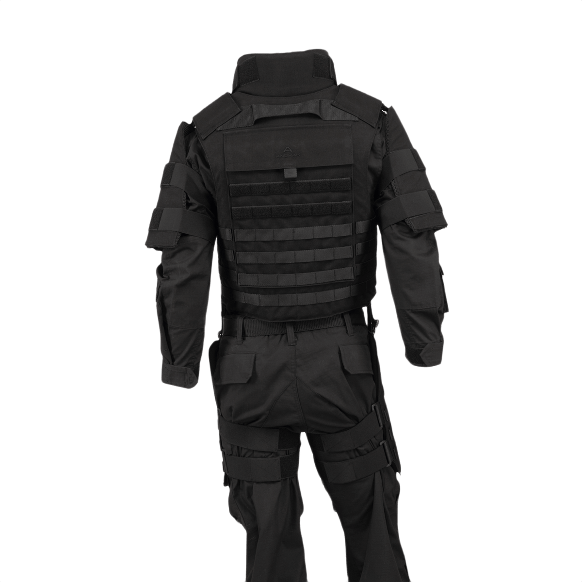 Anorak Niobium® Tactical II – full set poliisin eriko-operaatioihin, kehonpanssari, musta malli, moniuhkainen suojaus.