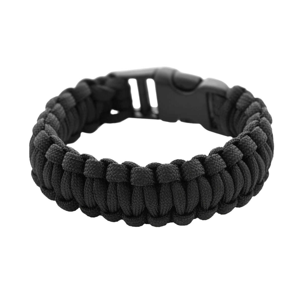 Musta M-Tac Paracord-rannekoru vahvalla ja kevyellä narulla selviytymiskäyttöön, ihanteellinen retkeilyyn ja sotilastyyliin